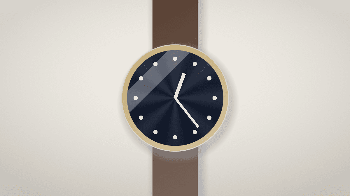 A gold-cased wristwatch on a leather strap