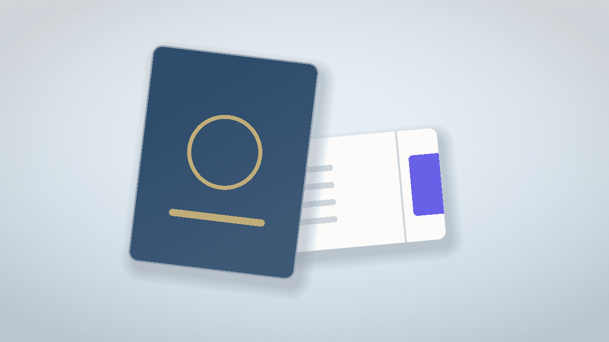A passport and a boarding pass
