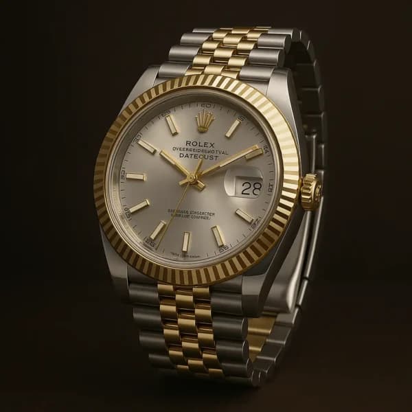 A two-tone luxury wristwatch